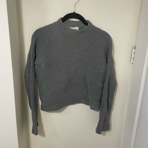 & Other Stories Asymmetrical Grey Ribbed Knit Sweater